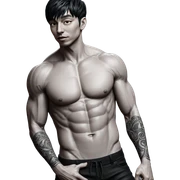 muscular tattooed male portrait sticker