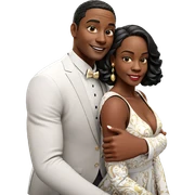 happy couple in formal attire sticker
