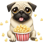 Pug eating popcorn  sticker