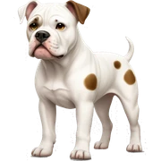 white american bulldog with brown spots full body sticker