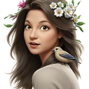girl with bird and flower sticker