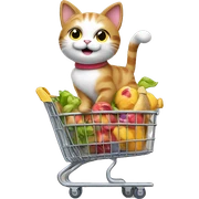 happy cat on a shopping spree sticker