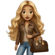 1 girl with light-brown long hair holding louis vuitton bag sticker
