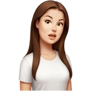female, wearing white tshirt, long brown hair sticker
