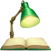 vintage green lamp with open book sticker