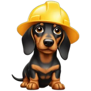 dachshund with construction hat sticker