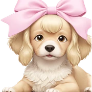 blonde dog with pink bow sticker