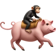 Monkey riding a pig sticker