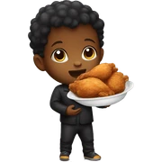 dark baby holding fried chicken sticker