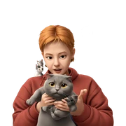 girl with cat by window sticker