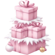 Light pink Christmas gifts under a white Christmas tree  sticker