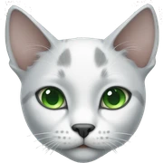 White grey cat with big green eyes sticker
