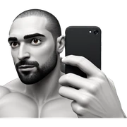 muscular man with phone sticker