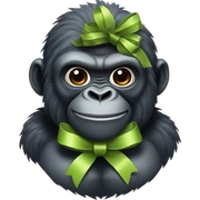 Gorilla with a ribbon and a matcha sticker