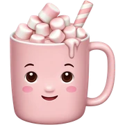 Light Pink mug of hot chocolate with marshmallows  sticker