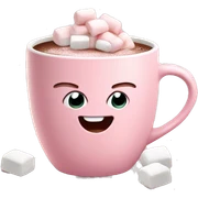 Light Pink mug of hot chocolate with marshmallows  sticker