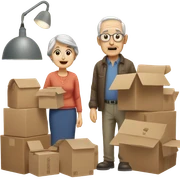 Old couple moving house sticker