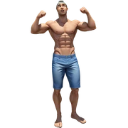 muscular boy under blue sky sticker