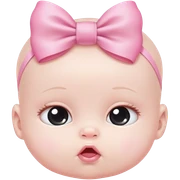 White newborn baby with pink bow sticker