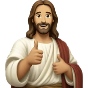 Jesus Christ making a thumbs up sticker