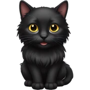 Long hair black cat sticker