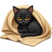 Black cat cuddling with a tan blanket sticker
