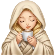 girl inside a blanket sipping coffee eyes closed sticker
