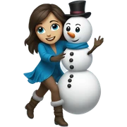 Blue-eyed brunette dancing with snowman sticker