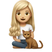 Beige hair girl with brown cat  sticker