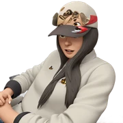 girl in car with hat sticker