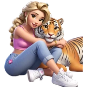 smiling girl with tiger vibes sticker
