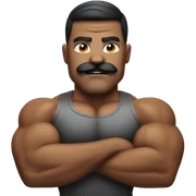 Bodybuilder with the mustache flexing his muscles sticker