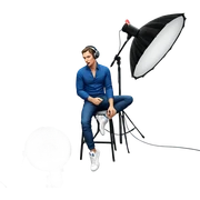 male singer with microphone sitting sticker