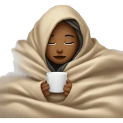 girl inside a blanket sipping coffee eyes closed sticker