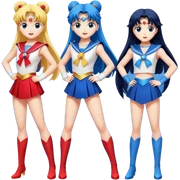 Sailor moon and sailor mercury and sailor mars and everyone doing a extremely dramatic transformation  sticker