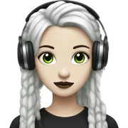 Goth girl with white skin, with green eyes, with black dreadlocks, with purple headphones  sticker