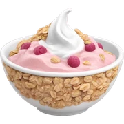 pink yogurt in a bowl with oats on the side sticker
