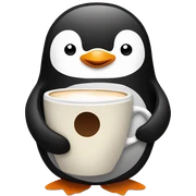 penguin with coffee cup sticker