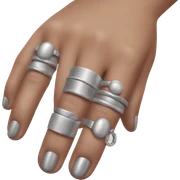 Hand with short nails, and chunky silver rings on them sticker