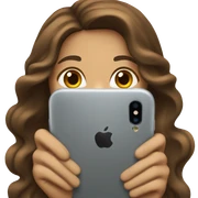business woman with long wavy brown hair and iphone sticker