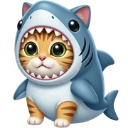 Gatito disfrazado de tiburón muy binito sticker