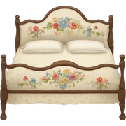 Vintage bed with flower design sticker