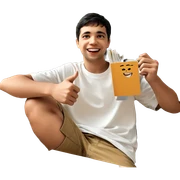 smiling boy with a book sticker