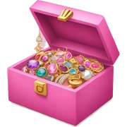 Pink box filled with jewelry  sticker