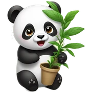Panda holding plant sticker