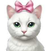 White cat with bow  sticker