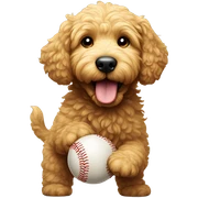 Golden doodle playing baseball sticker