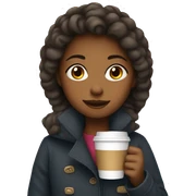 Girl wearing coats drink coffee  sticker