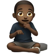 A kid eating up a shadow sticker