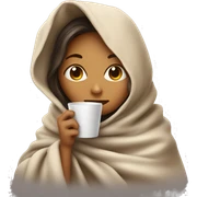 girl inside a blanket sipping coffee eyes closed sticker